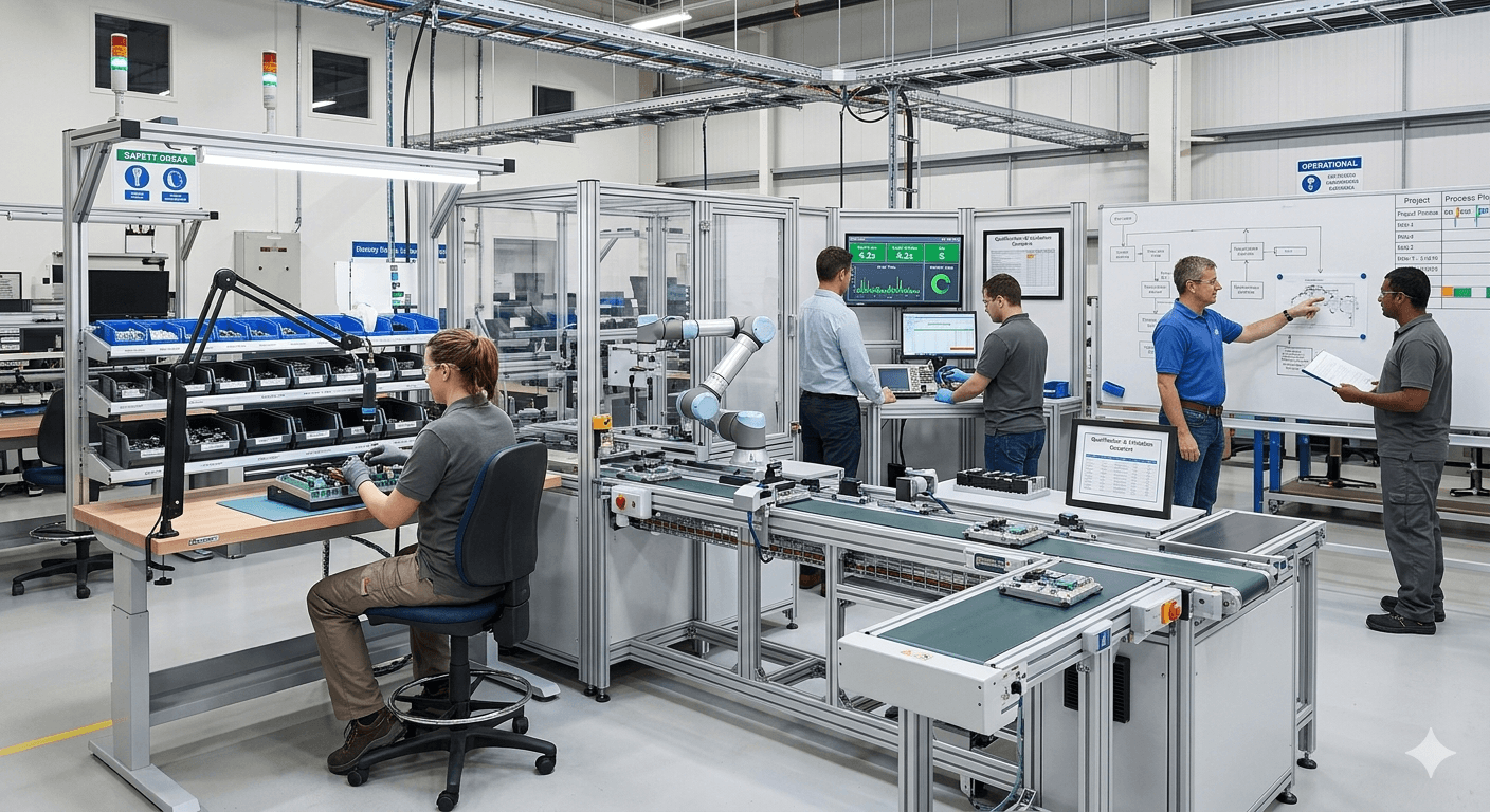 Ligne d’assemblage et moyens de production industriels