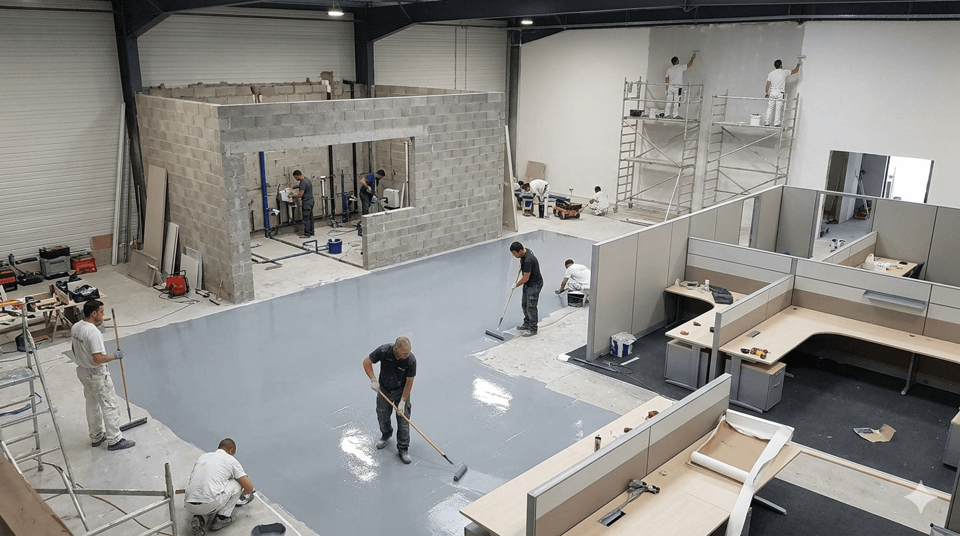 Installation de moyens généraux — locaux industriels et bureaux